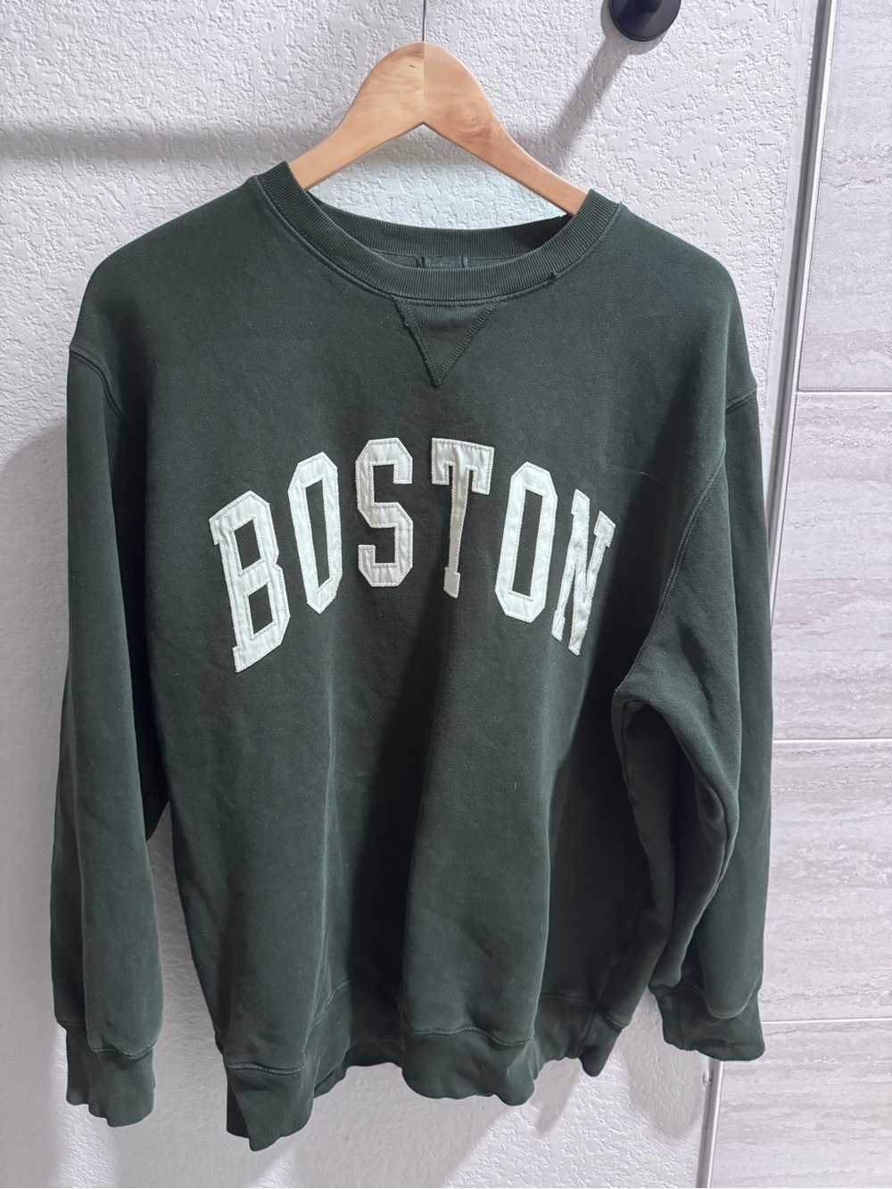 Brandy Melville Olive Green 'Boston' Crewneck Sweatshirt
